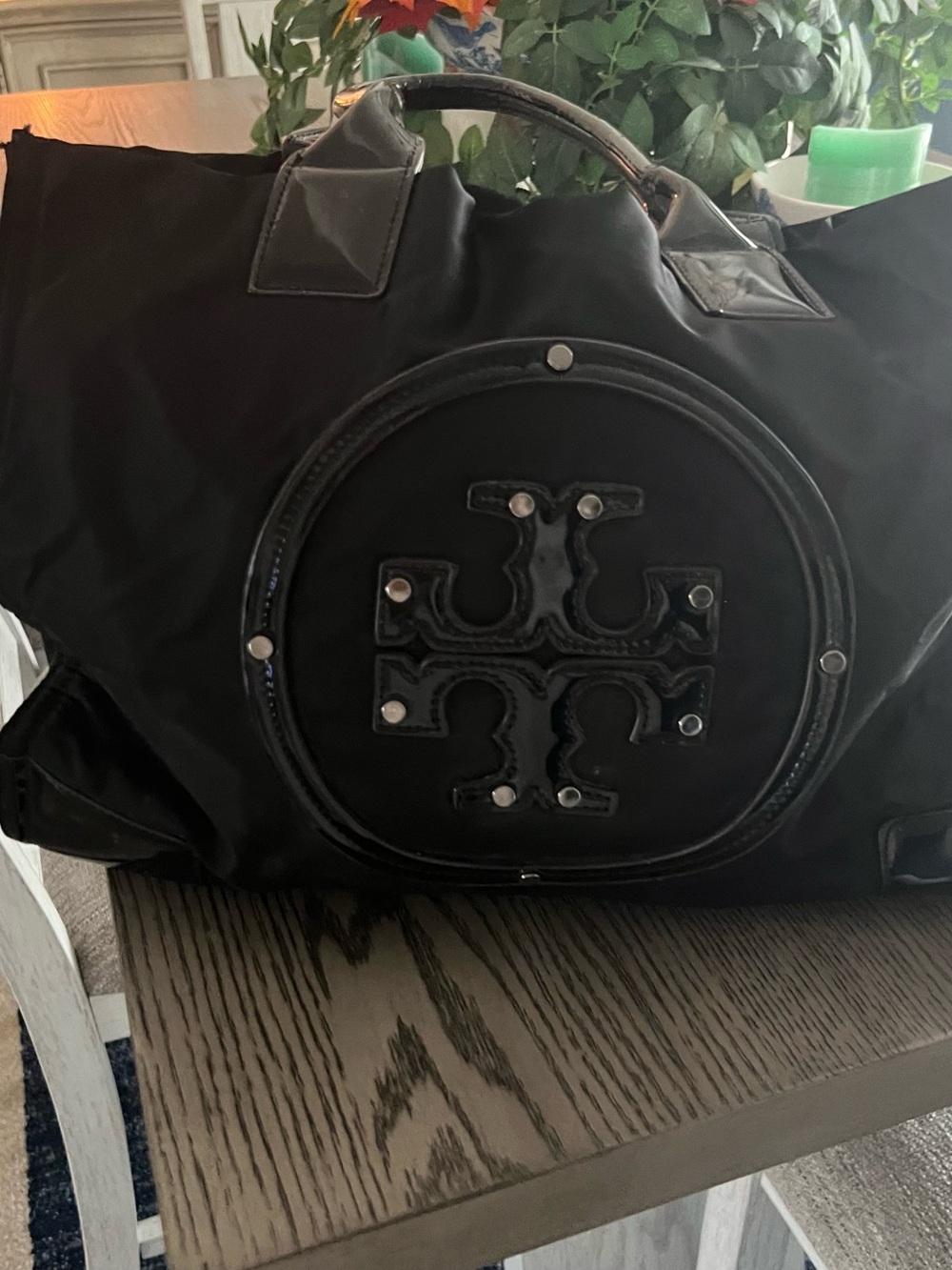 Tory Burch Black Nylon Duffel with Logo Medallion